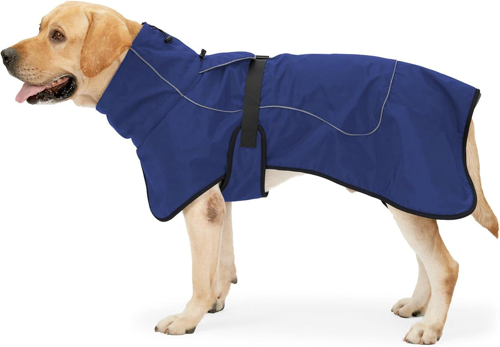 JOHNBOLIN Dog Winter Jacket & Raincoat - Waterproof Windproof Reflective Coat with Warm Insulation, All-Weather Hiking Travel Gear for Indoor/Outdoor Use (Black, Large)