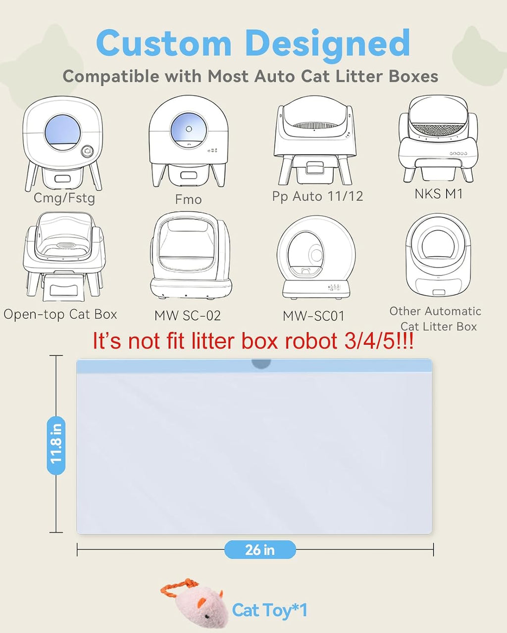 150 Count Cat Litter Box Bags for Automatic Cat Litter Box with Drawstring