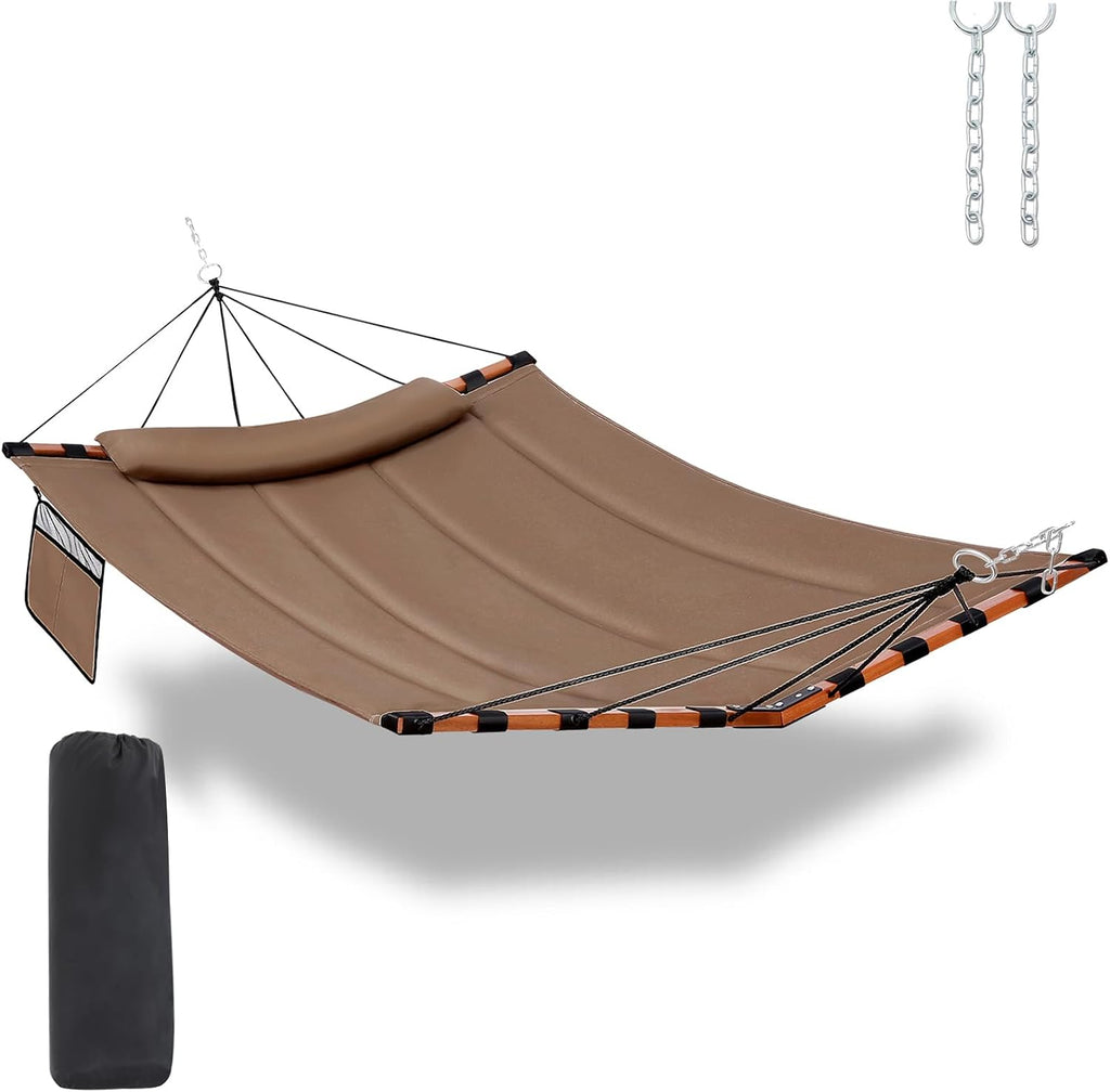 12FT 2 Person Hammock with Stand V-Shape Spreader Bar - Beige