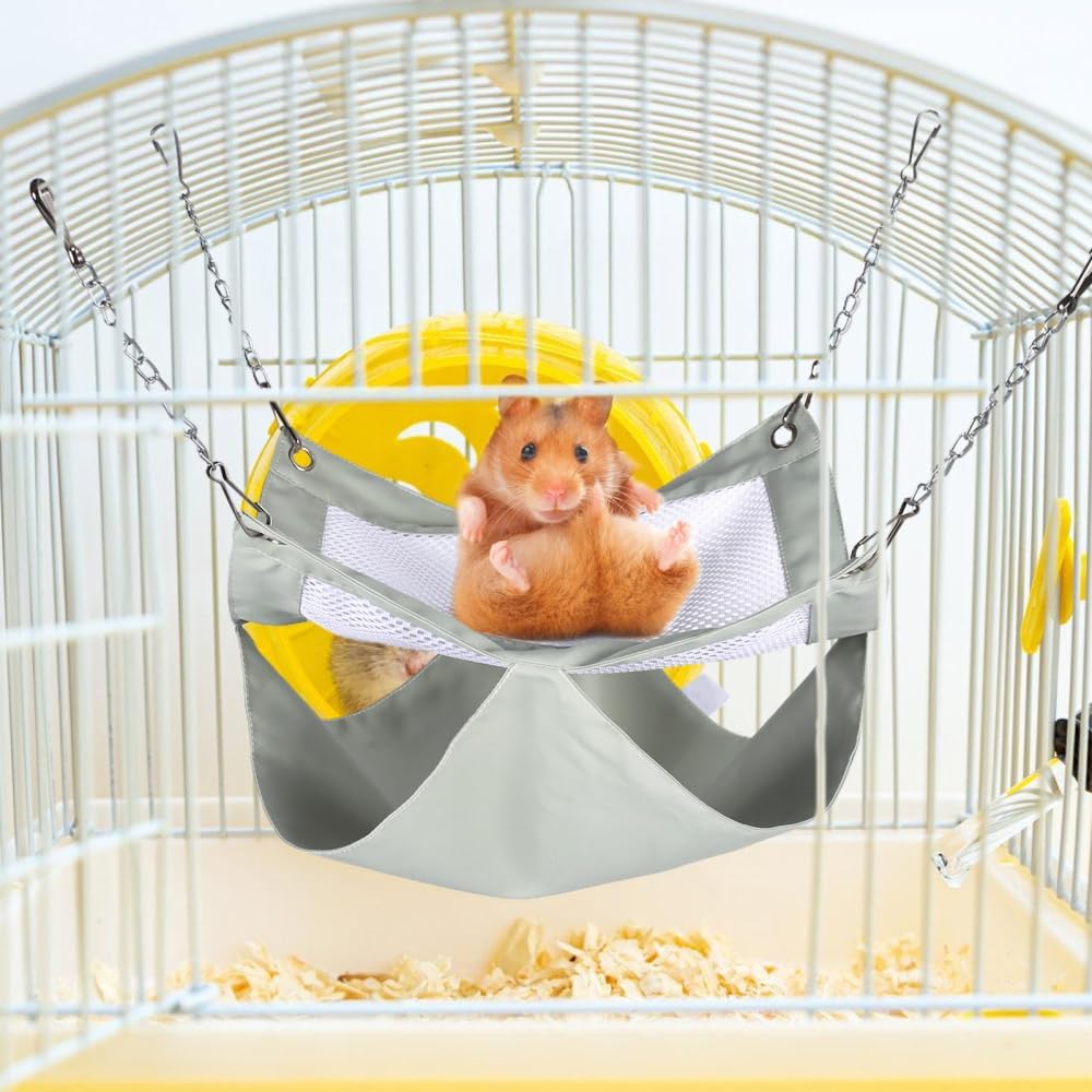 DONGKER Hamster Hammock,Hanging Double Layer Ferret Rat Hammock with Stainless Steel Hanging Chain Buckle for Small Animals Hiding Sleeping