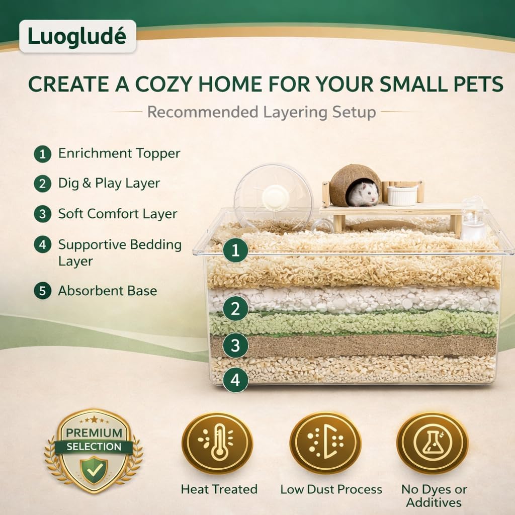 18oz Small Pet Bedding, Low Dust, Odor Control, Ultra Absorbent, for Hamsters, Guinea Pigs, Parrots, Rabbits, Gerbils, Mice & Small Animals
