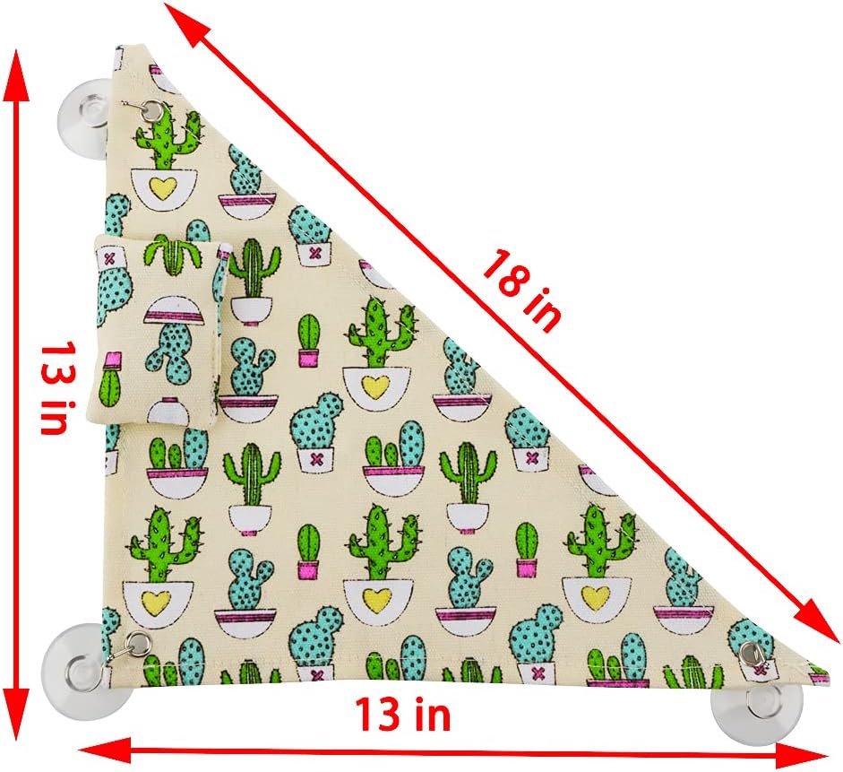 DQITJ 2 Pcs Reptile Hammock with Small Pillow Swing Hanging Bed Lounger Ladder with Adhesive Hooks and Suction Hook for Lizard Leopard Gecko Bearded Dragon Rat (Beige and Blue)