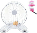 6.5" Hamster Exercise Wheel with Drinking Bottle, Hamster Exercise Wheel for Gerbils, Syrian & Dwarf Hamsters, Chinchillas, Hamster Running Wheel Noiseless Spinning Design for Other Small Pets, Clear