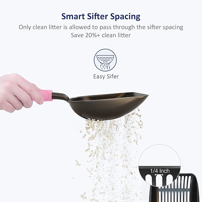 WePet Cat Litter Scoop, Non-Stick Plated Aluminum Alloy Sifter, Kitty Durable - Image 4