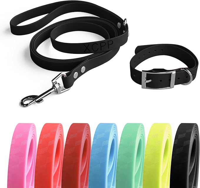 4.2FT Dog Collar and Leash Set, PVC Waterproof Adjustable Odor Proof Pet by Unknown