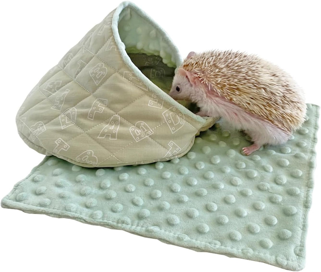 Cuddle Sack Sleeping Bag Pouch Hideout Cave for Hedgehog, Sugar Glider, Hamster, Rat, Other Small Animal Beds with Flannel Blanket