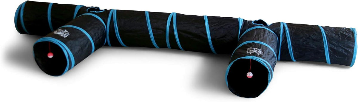 Premium 3 Way Cat Tunnel. Extra Large 12 Inch Diameter and Extra Long. A Big Collapsible Play Toy. Wide Pet Tunnel Tube for Other Pets Too!