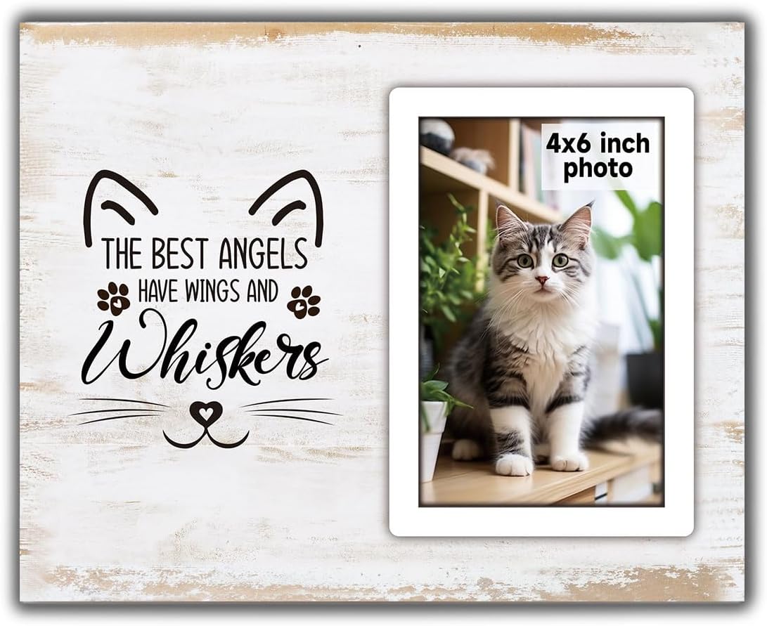 Cat Memorial Gifts for Loss of Cat, Pet Picture Frame Cat Memorial Picture Frame, Cat Loss Sympathy Gift for Women, Family, Pet Memorial Gifts Cat, Loss of Cat Memorials 4x6 Photo Frame