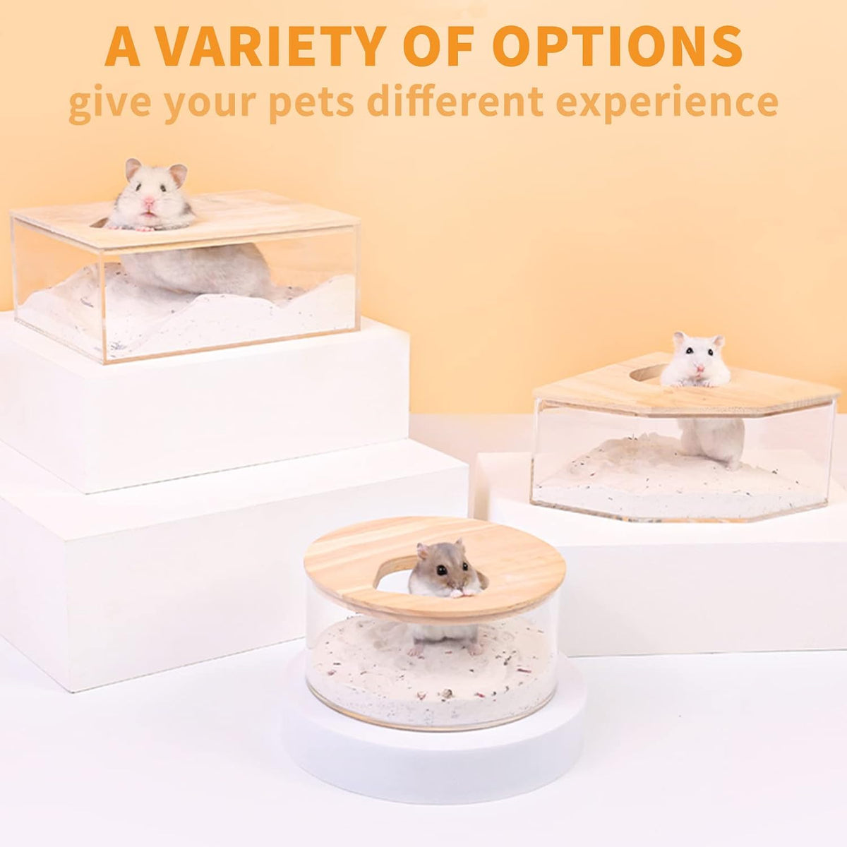 kathson Hamster Sand Bath Box Transparent Acrylic Small Animals Shower Bathtub Guinea Pigs Digging Sand Container Cage Accessories for Lemmings Gerbil Mice Hedgehog Chinchilla (Pentagon)