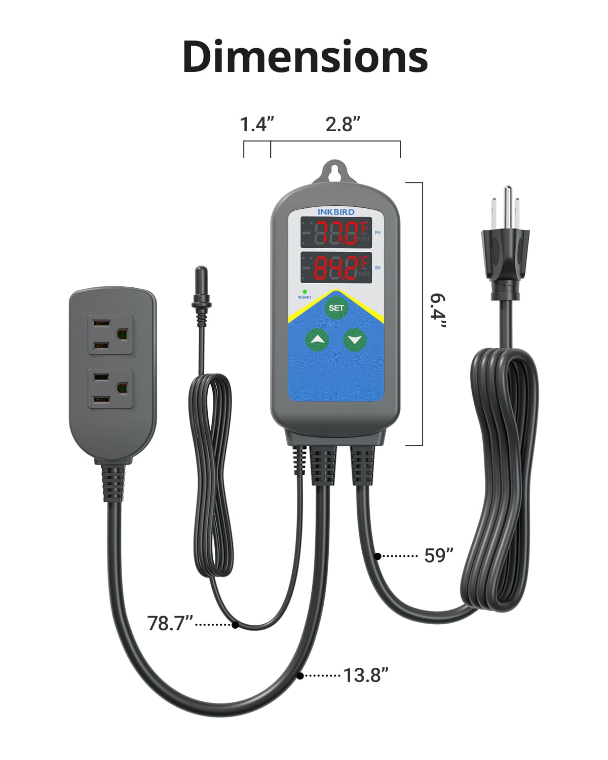 Inkbird Aquarium Heater with Probe Thermostat Fish Ornamental Shrimp Reef Tanks 24 Hours Double Time with Day Night Automatic Temperature Controller