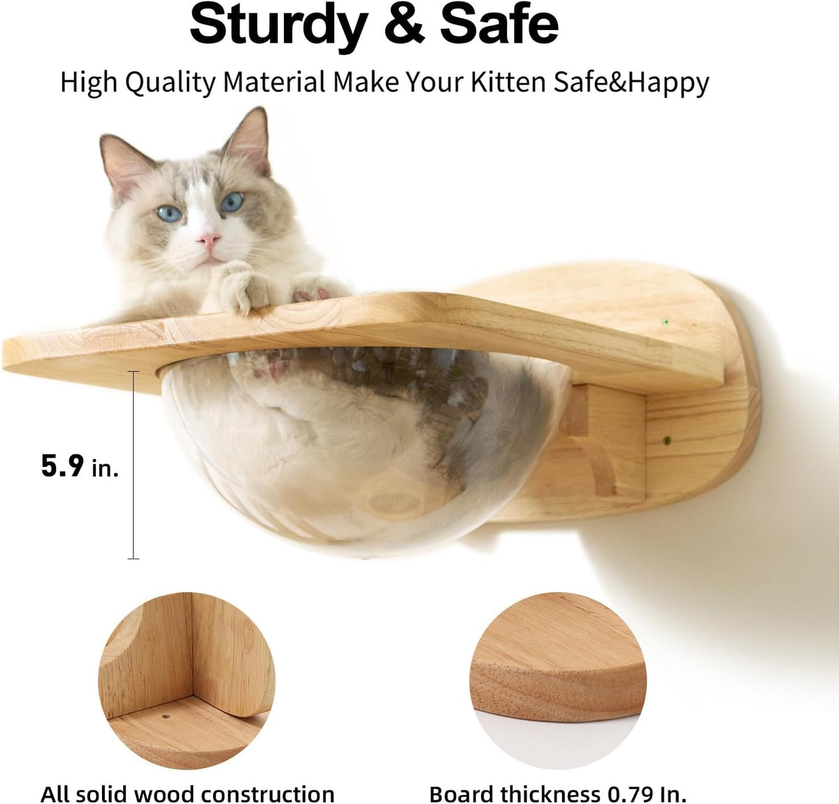 FUKUMARU Cat Wall Furniture Set, Transparent Capsule with 2 PCS Pedals