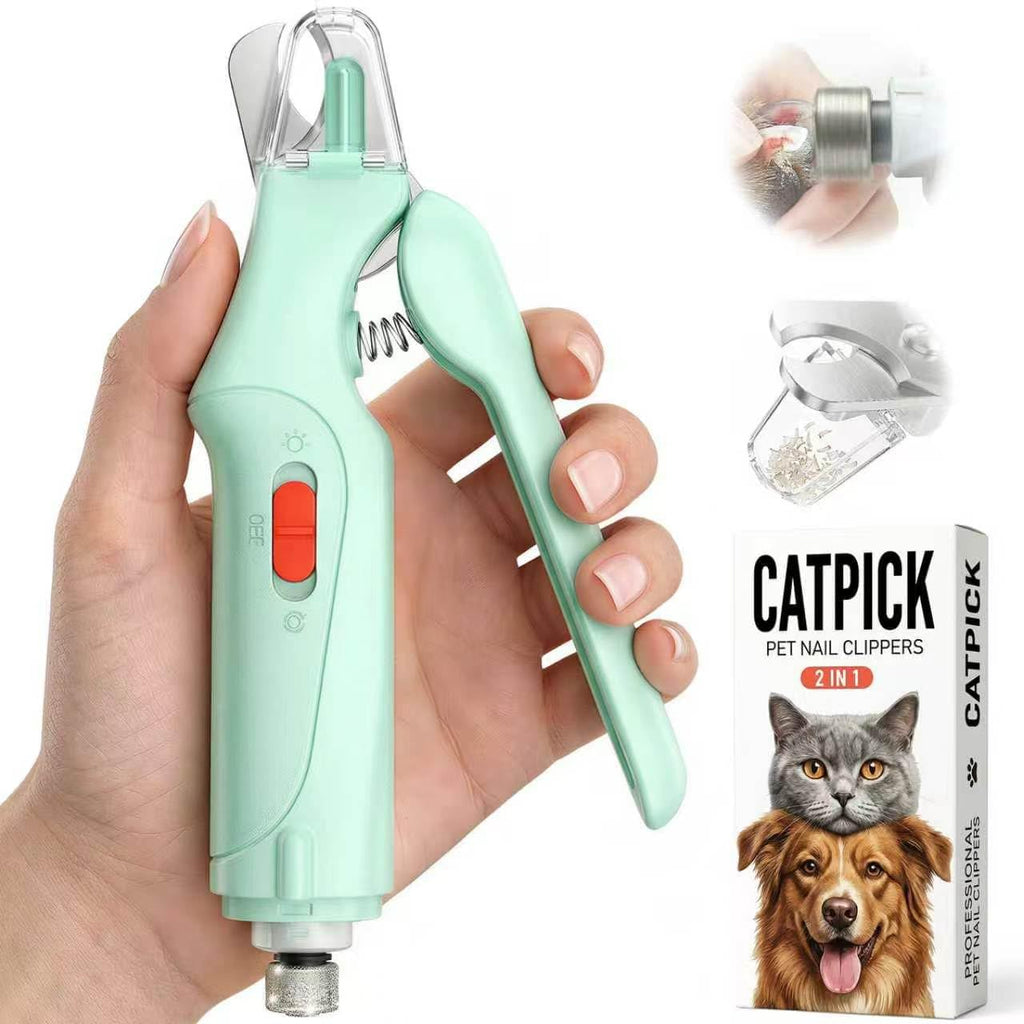 CATPICK 2-in-1 Cat & Dog Nail Clippers with Grinder and Dual LED Lights