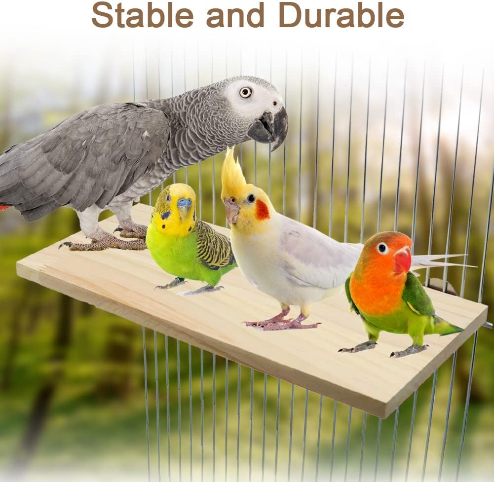 Litewoo Parrot Bird Wood Perch Platform Large Stand Shelf for Budgie, 1PC