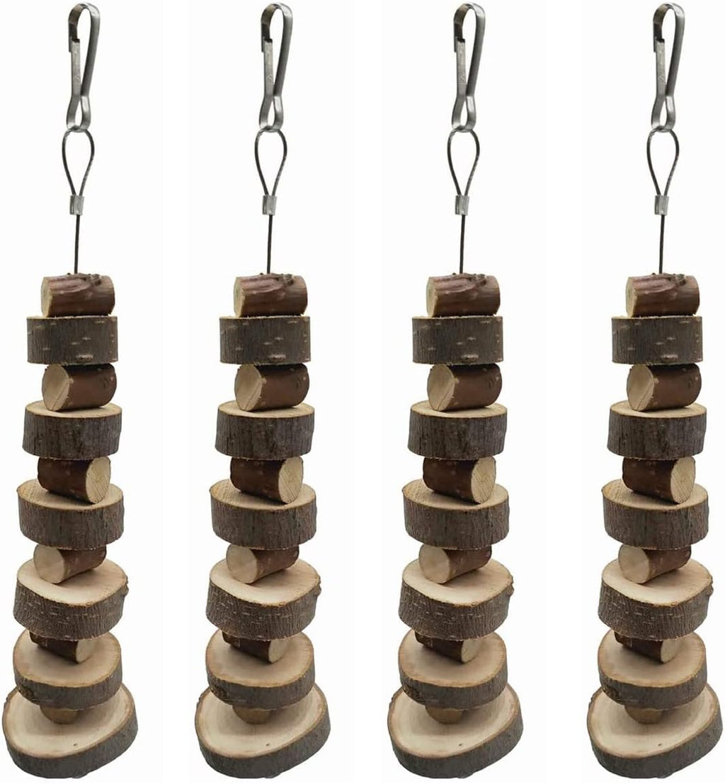 LWINGFLYER 6pcs Small Animal Chews Toy Natural Apple Wood Block Cage Hanging Molars Treats Snack for Hamsters Rabbits Bunny Bird Parrots Chinchilla Guinea Pig Gerbils Squirrels