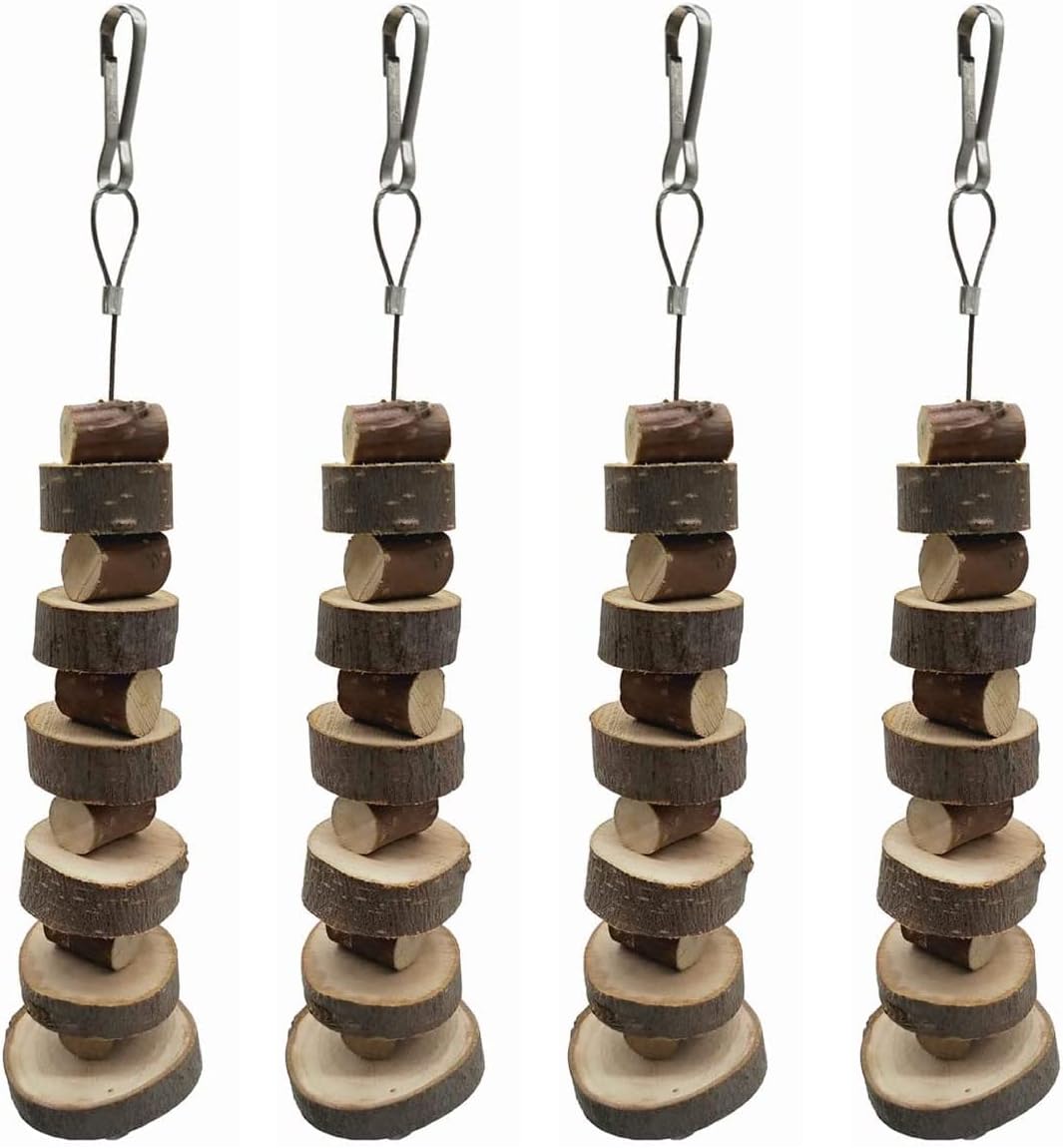 LWINGFLYER 6pcs Small Animal Chews Toy Natural Apple Wood Block Cage Hanging Molars Treats Snack for Hamsters Rabbits Bunny Bird Parrots Chinchilla Guinea Pig Gerbils Squirrels