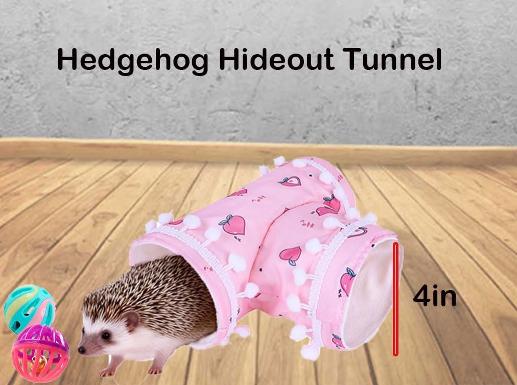 5 Pcs Hedgehog Adjustable Hammock with Hideout Tunnel Interactive Bell Ball Toys Stuffed Toy 3 Way Collapsible Small Pet Tunnels and Tubes Hedgehog Hide Hanging Bed for Cage Accessories