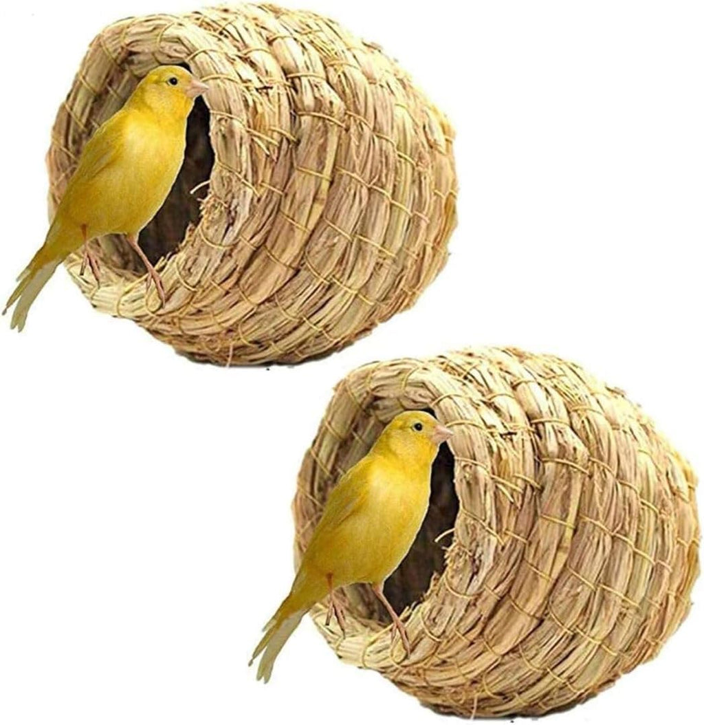 Hamiledyi Bird Nest Grass Bird Hut Outdoor Hanging Birdhouse Canary Nest