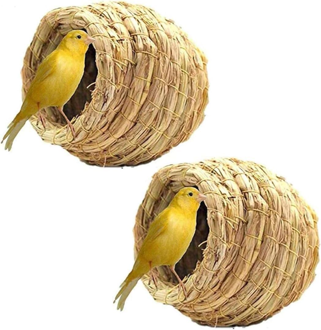Hamiledyi Bird Nest Grass Bird Hut Outdoor Hanging Birdhouse Canary Nest