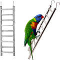 2Pack Stainless Steel Bird Ladders 9-Step Parrot Ladder Hanging Bird Cage Climbing Toys with Hooks Birds Exercise Toy for Parakeets, Parrots, Cockatoo，Rust-Resistant and Easy to Clean