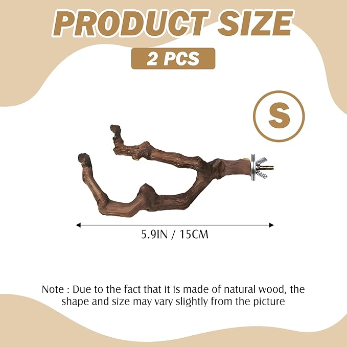 PINVNBY Natural Parrot Perch Grape Wood Bird Stand Pole Parakeet Paw Grinding - Image 2