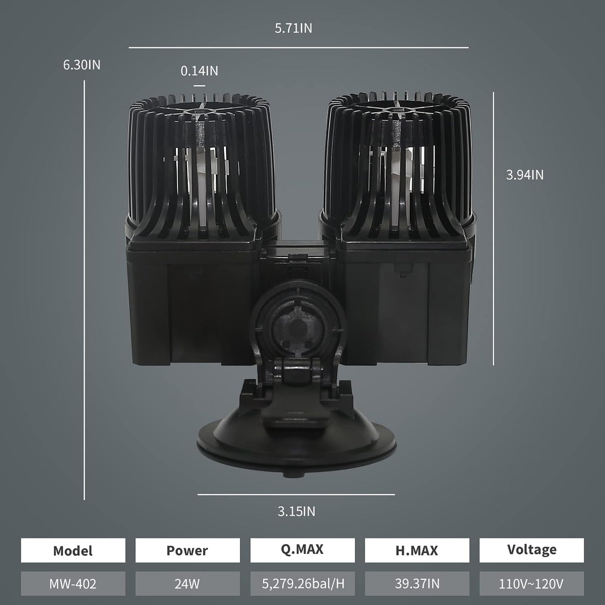 UPETTOOLS 6340 GPH Aquarium Circulation Pump, 360° Wave Maker