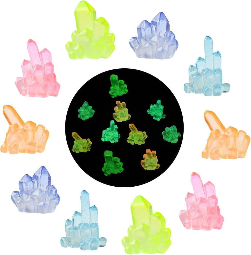 Ipotkitt 40pcs Resin Glow Crystal Betta Stones for Fish Tank Decor