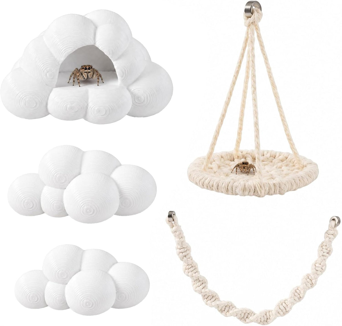 5 Pcs Cloud Platforms Jumping Spider Accessories Kit, Natural Jumping Spider Rope Bridge