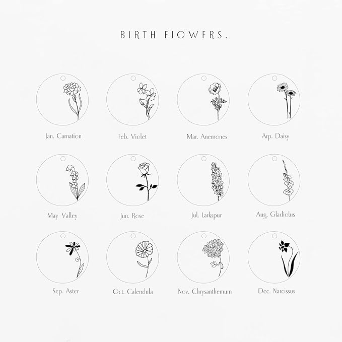 Cats Dogs ID Tags Personalized Engraving Birth Flowers Pattern - Image 4