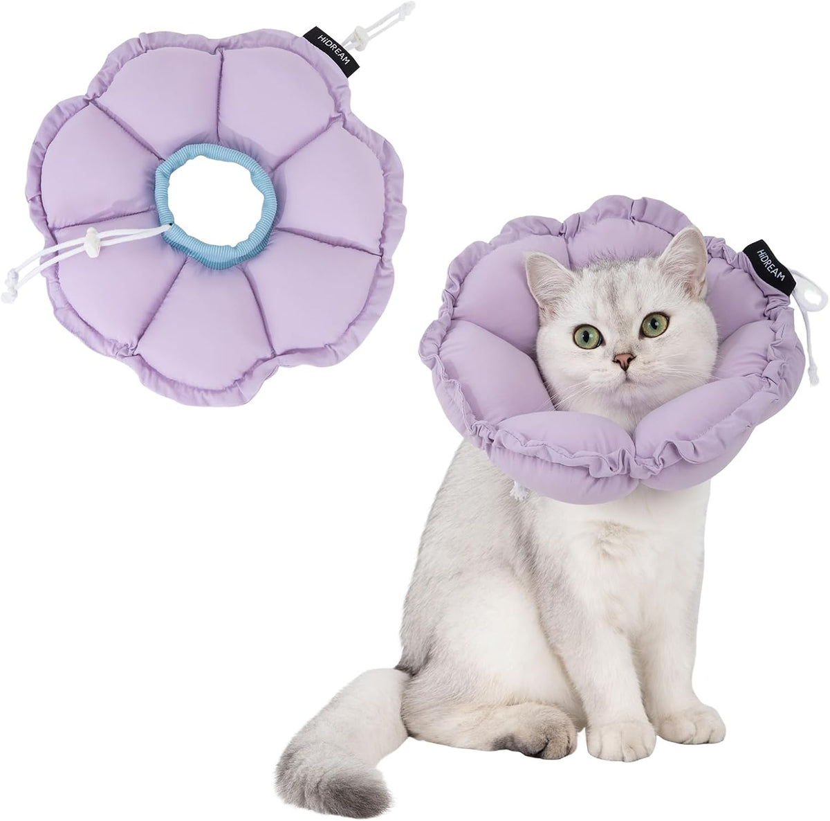 H HIDREAM Soft Dog Cones for Medium Dogs,Cute Adjustable Cone for Dogs to Stop Licking,Dog Recovery Collars & Cones that can Protect Head and Foot Wounds，Purple Flower All-Season Style