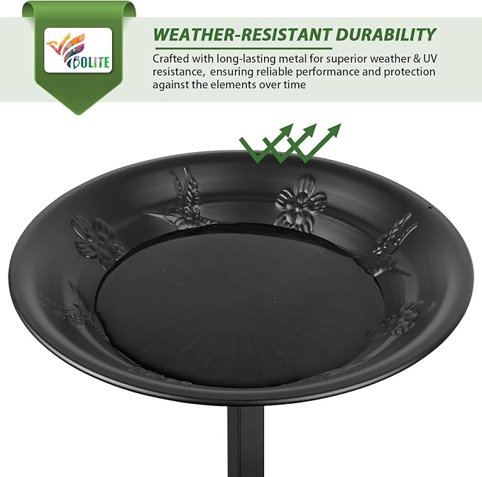 BOLITE Bird Bath for Outside, Metal Freestanding Birdbaths - Image 5
