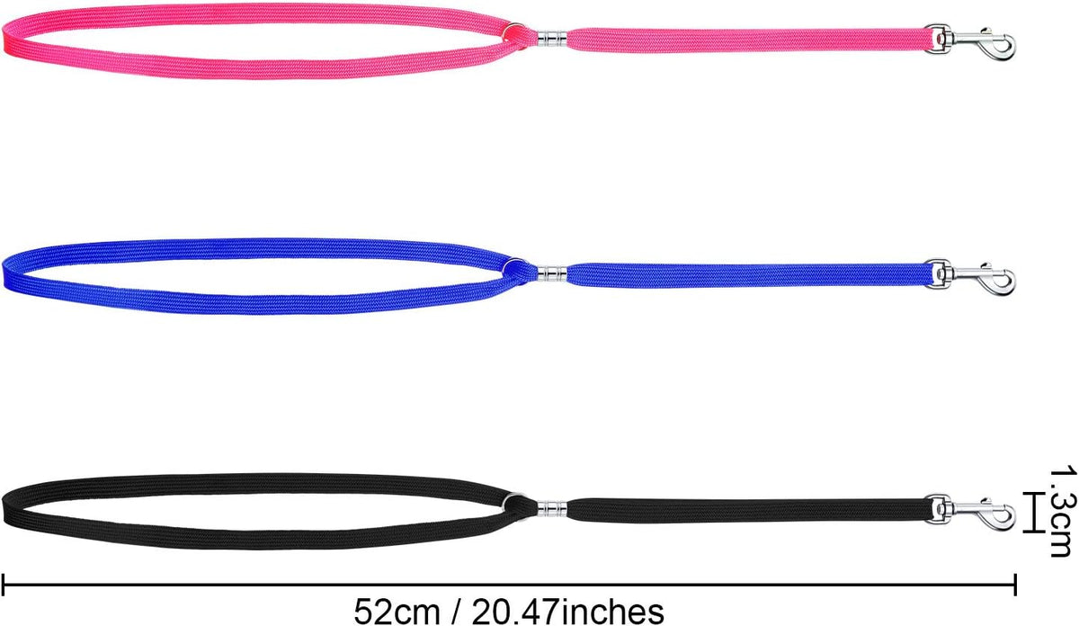 Boao 9 Pcs Pet Grooming Loop Adjustable Nylon Restraint, Black, Blue, Pink
