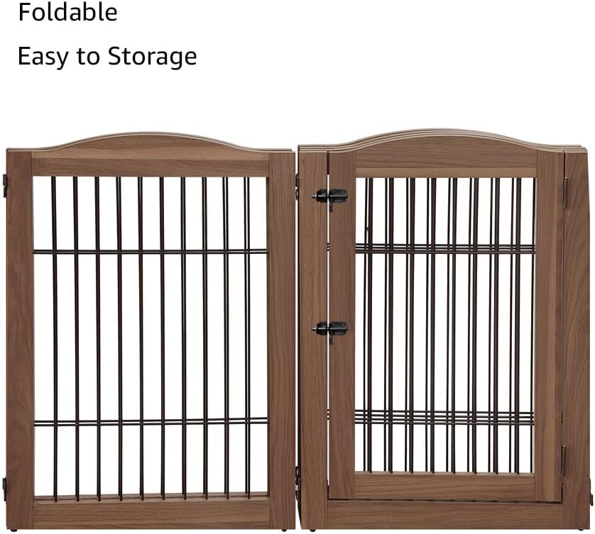 unipaws 132" Extra Wide Dog Gate and Pet Playpen with Walk Through Door