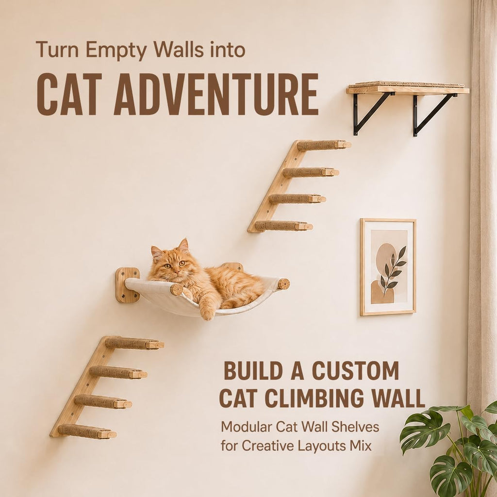Cat Wall Hammock, Wall Mounted Reversible Plush-Canvas Bed for All Seasons