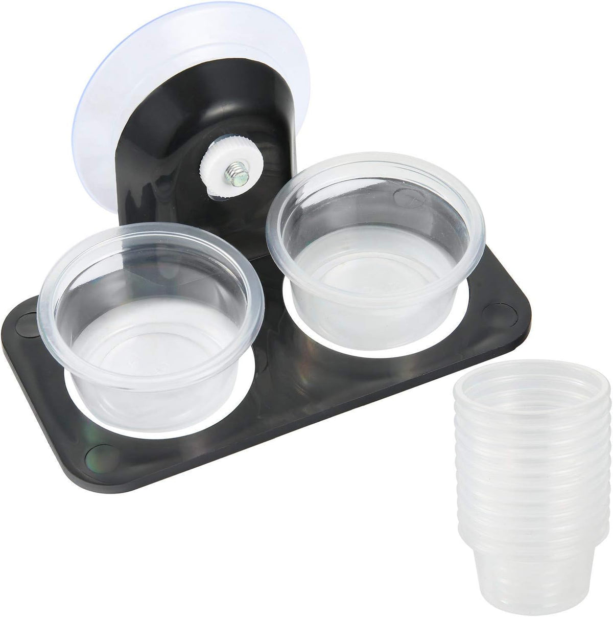 SLSON Gecko Feeder Ledge with 120 Pack 1 oz Plastic Bowls for Reptiles Food and Water Feeding