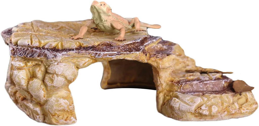 IBWell Turtle Basking Climbing Platform Aquarium Fish Tank Ornament Reptile Climbing Ramp Decorations for Salamanders Amphibians Newts, Terrace Tortoise Resting - SandyBrown