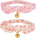 Cotton Bowtie Cat Collar with Bell 2 Pack Adjustable Breakaway Kitten Collars by YUDOTE