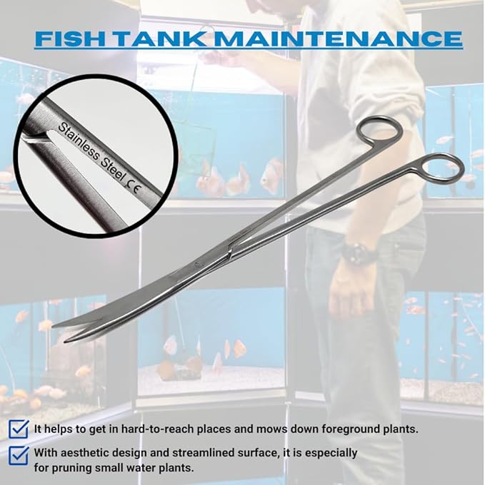 Aquarium Scissors Stainless Steel 12" Extra Long Water Grass Scissors - Image 2