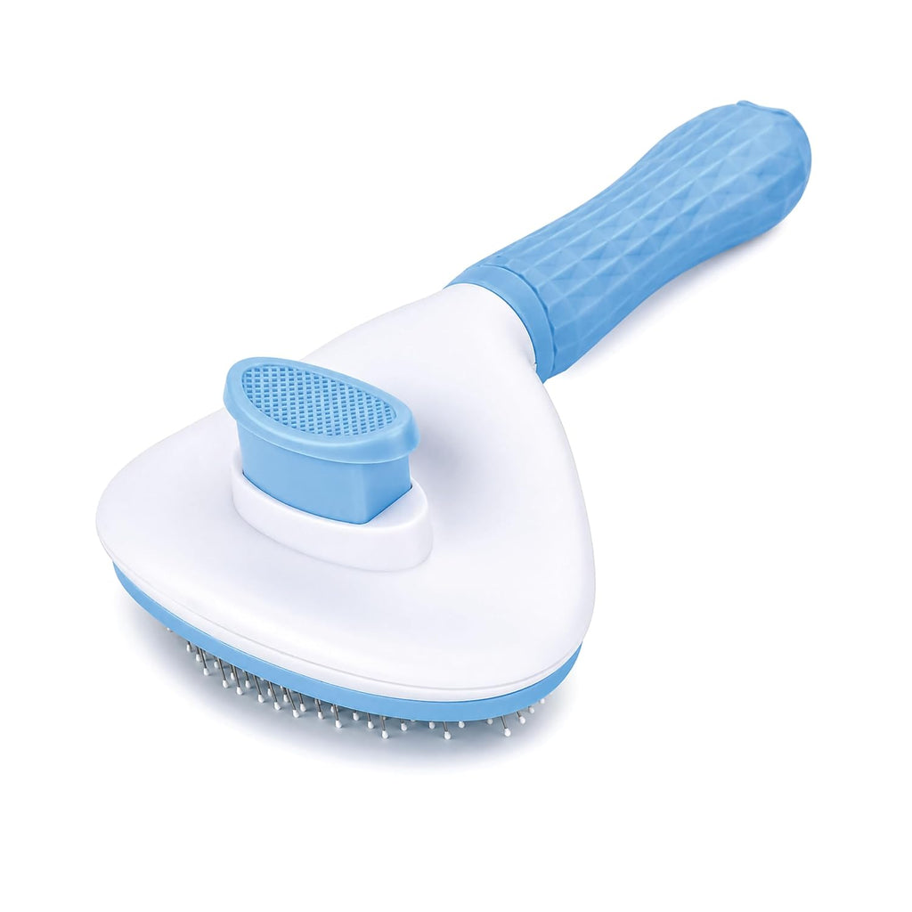 Self Cleaning Slicker Brush for Dogs & Cats | Skin-Friendly Deshedding Grooming Tool for Dogs & Cats | Pet Grooming & Shedding Brush for Removing Loose Fur, Detangling & Coat Care (Grey)