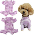 Dog’s Recovery Suit Post Surgery Shirt for Puppy, Full Coverage Dog's Bodysuit Wound Protective Surgical Clothes for Small and Medium Pets (Purple White Stripe-xs)