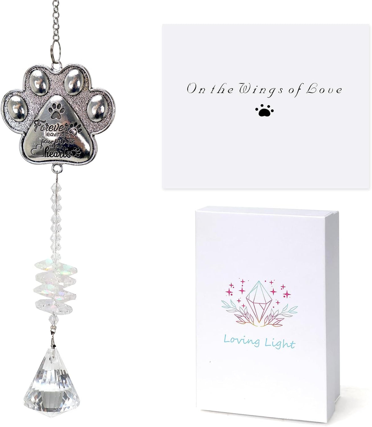 Pet Memorial Suncatcher - Loss of Pet Sympathy Gift for Dog and Cat Owners with Crystals, Indoor Window Suncatchers, Bereavement Gifts Dog Memorial (Colorful)
