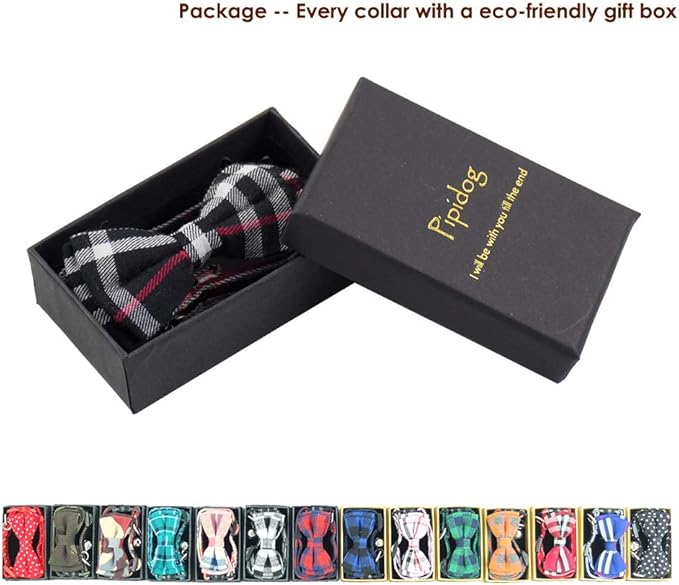 Cat Collar Breakaway with Bell and Bow Tie, Plaid Design Adjustable Safety - Image 2