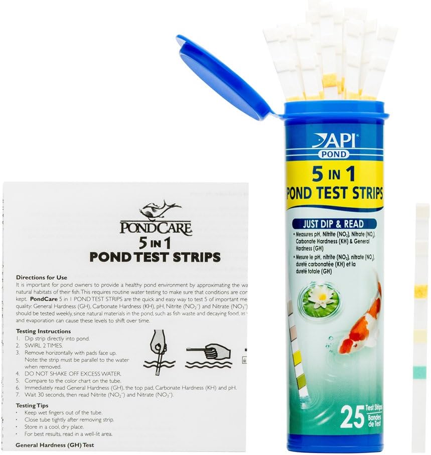 API POND 5 IN 1 POND TEST STRIPS Pond Water Test Strips 25-Count