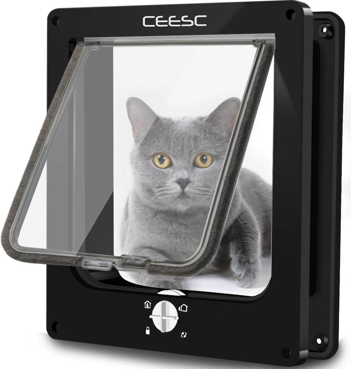 CEESC Medium Cat Door for Interior/Exterior, for Pets <15.75", White