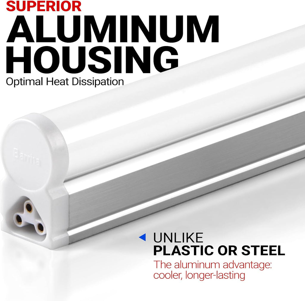 Barrina LED T5 Integrated Single Fixture, 4FT, 2200lm, 3000K, 20W, 6 Packs