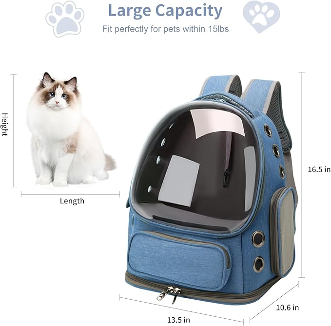 Cat Backpack Carrier for Cats and Small Dogs, Breathable Cat Bubble Backpack - Image 5