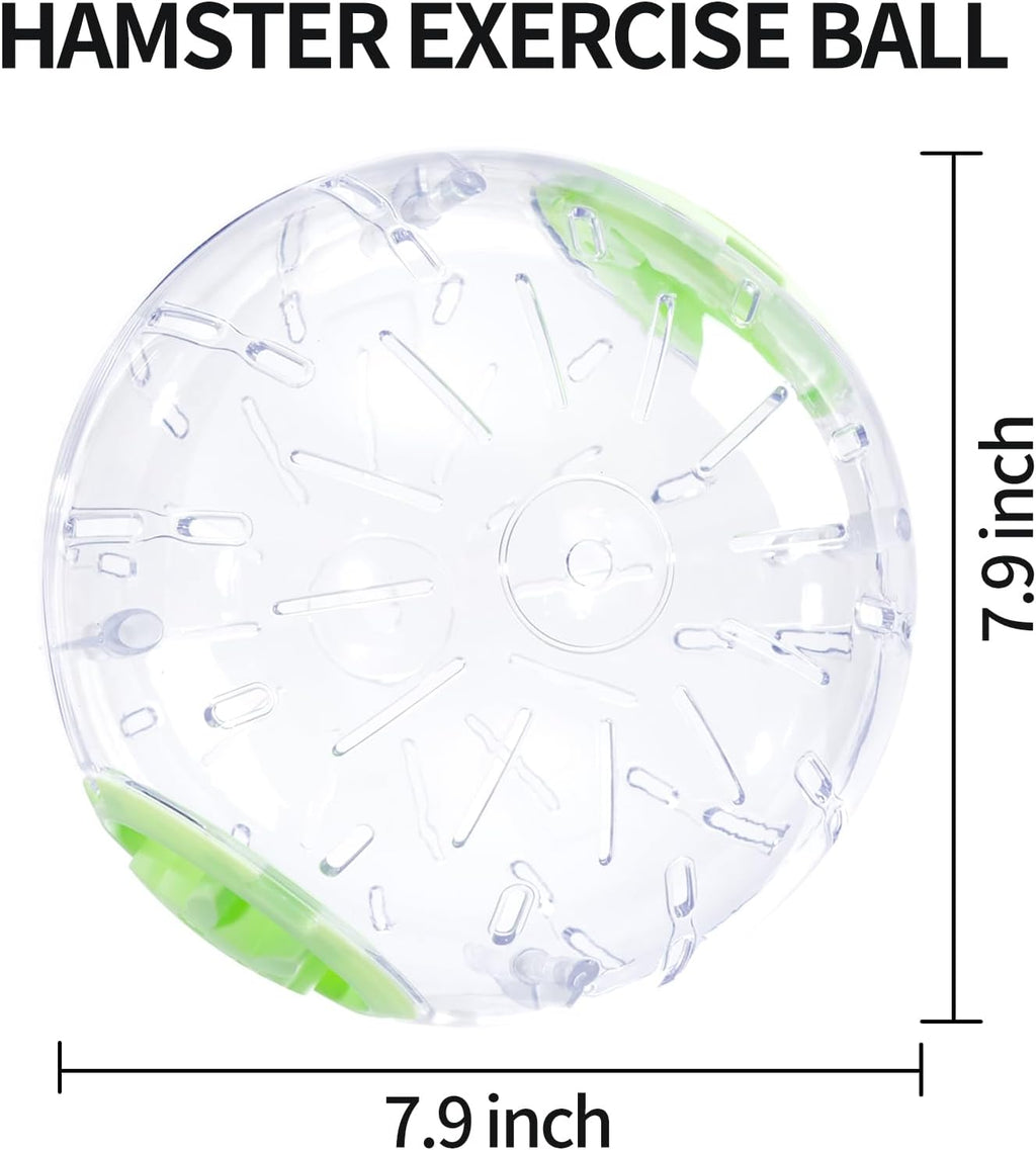 7.9 Inch Hamster Ball, Running Ball Toy, Transparent, Breathable, Promote Exercise Health, Reduce Stress, Easy to Clean, Hamster Accessory, for Syrian Dwarf Hamster, Gerbils, Mice, Small Pets, Green
