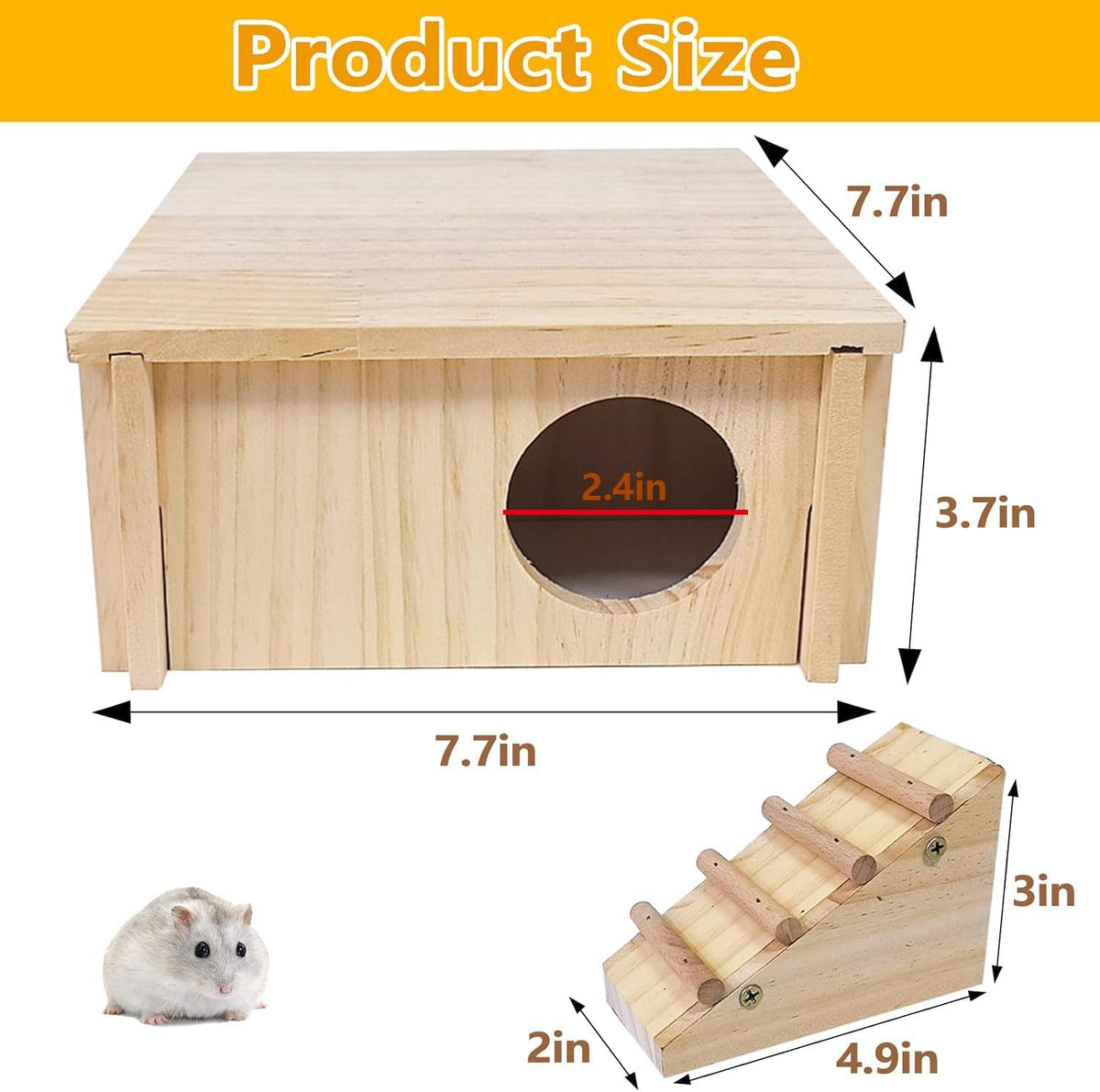 Multi-Chamber Wooden Hamster House Hideout Maze Cage Accessories Decor