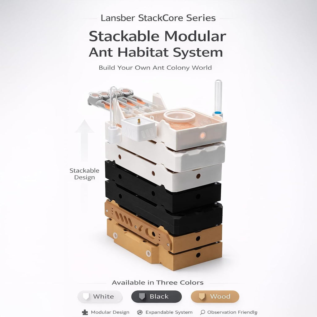 StackCore Stackable Series - White Habitat Combo (Flat Ant Nest) with Starter Tool Kit