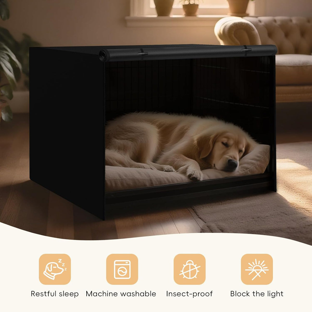 Iubyceh 48 Inch Heavy Duty Dog Crate Cover, Waterproof Oxford Fabric Pet Cage Cover, Universal Fit Wire Kennel with Ventilation Window for Indoor Outdoor Use