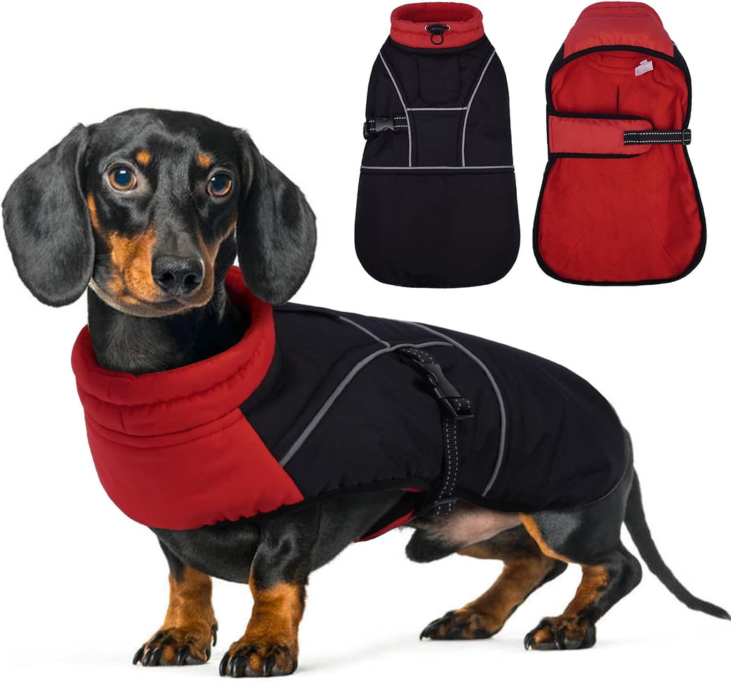 Lelepet Dachshund Coat Waterproof Reflective Dog Coat for Small Dogs